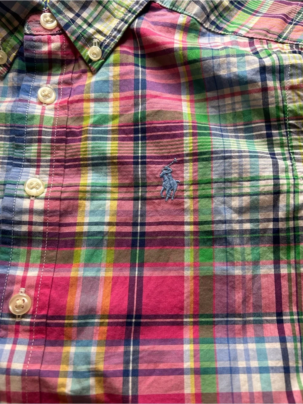 Polo Ralph Lauren Boys Natural Stretch Short Sleeve Plaid Button-Down Shirt